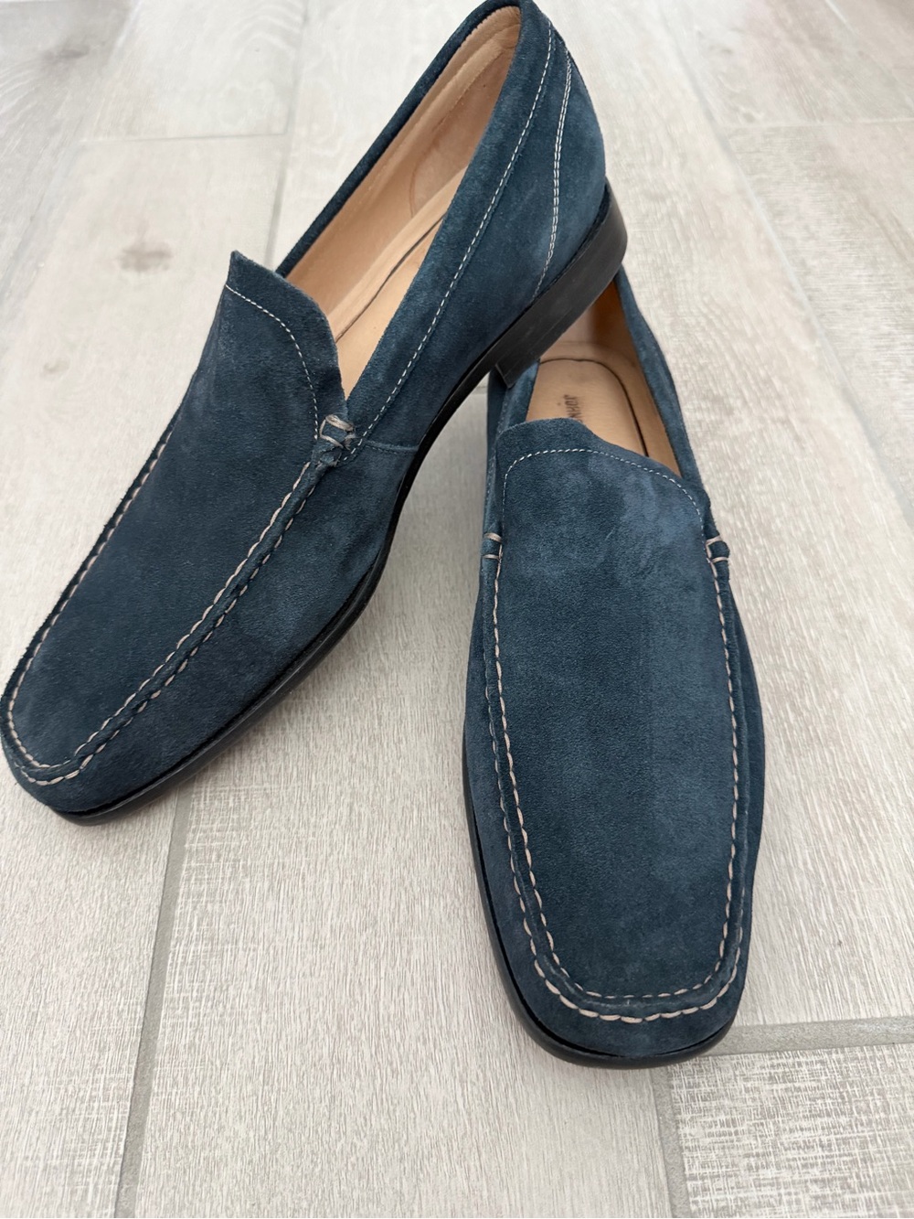 Johnston & Murphy Navy Suede Slip-On Loafers - Picture 4 of 10